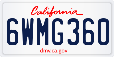 CA license plate 6WMG360
