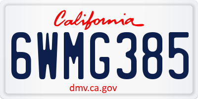 CA license plate 6WMG385
