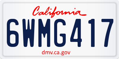 CA license plate 6WMG417