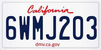 CA license plate 6WMJ203