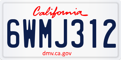 CA license plate 6WMJ312
