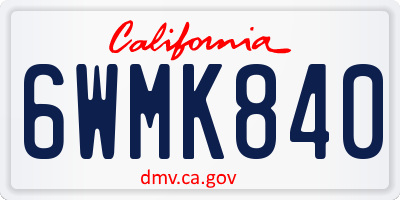 CA license plate 6WMK840