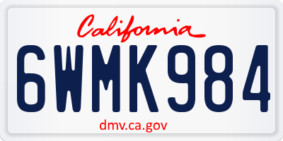 CA license plate 6WMK984