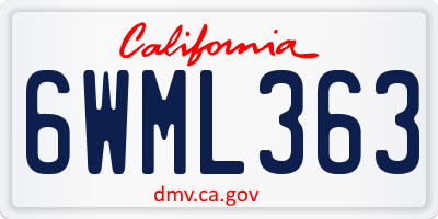 CA license plate 6WML363