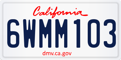 CA license plate 6WMM103