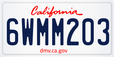 CA license plate 6WMM203