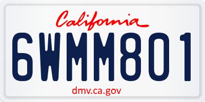 CA license plate 6WMM801
