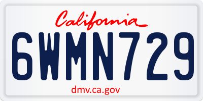 CA license plate 6WMN729