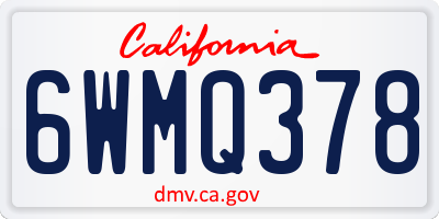 CA license plate 6WMQ378
