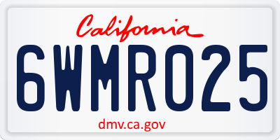 CA license plate 6WMR025