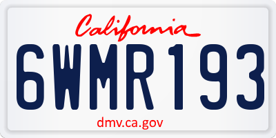 CA license plate 6WMR193
