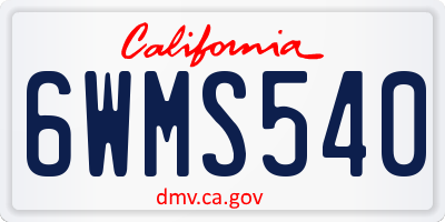 CA license plate 6WMS540