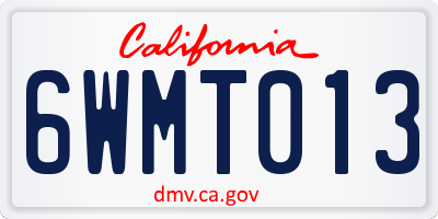 CA license plate 6WMT013