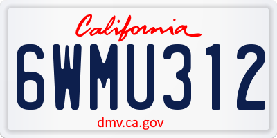 CA license plate 6WMU312