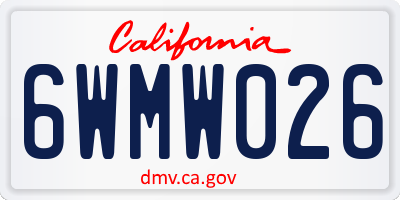 CA license plate 6WMW026