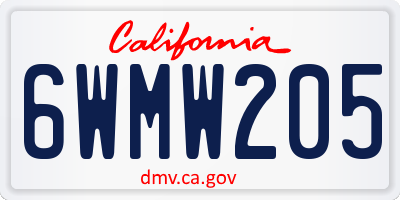 CA license plate 6WMW205