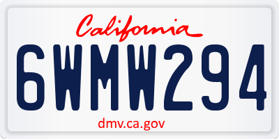 CA license plate 6WMW294