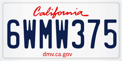 CA license plate 6WMW375