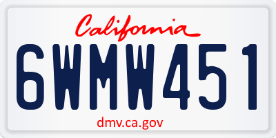 CA license plate 6WMW451