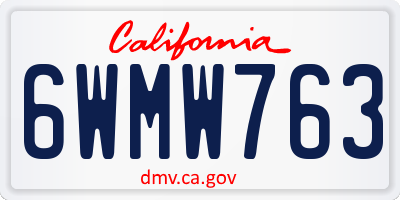 CA license plate 6WMW763
