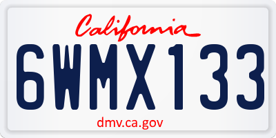 CA license plate 6WMX133