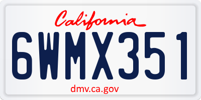 CA license plate 6WMX351