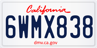 CA license plate 6WMX838