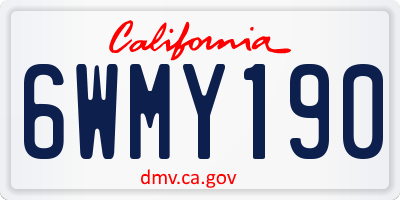 CA license plate 6WMY190