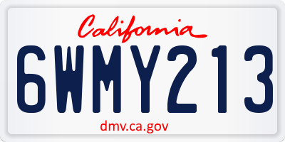 CA license plate 6WMY213