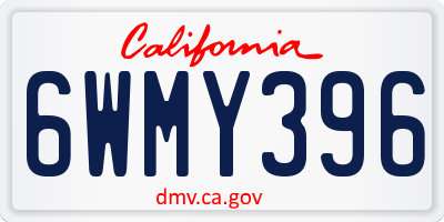 CA license plate 6WMY396