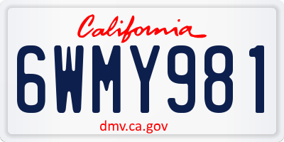 CA license plate 6WMY981