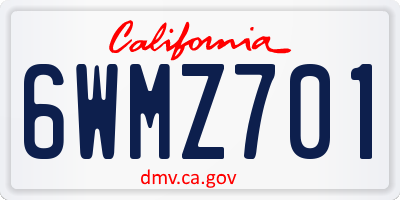 CA license plate 6WMZ701