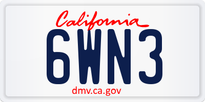 CA license plate 6WN3