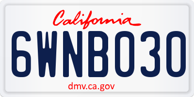 CA license plate 6WNB030