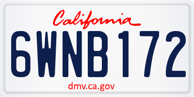 CA license plate 6WNB172