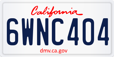 CA license plate 6WNC404