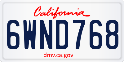 CA license plate 6WND768