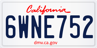CA license plate 6WNE752