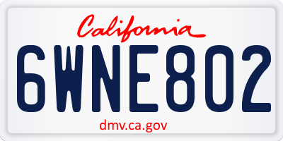 CA license plate 6WNE802