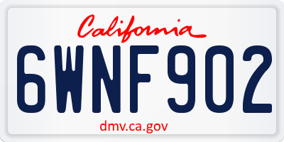 CA license plate 6WNF902