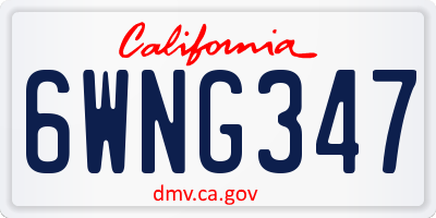CA license plate 6WNG347