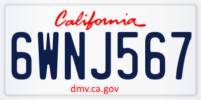 CA license plate 6WNJ567