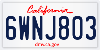 CA license plate 6WNJ803