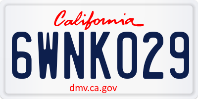 CA license plate 6WNK029