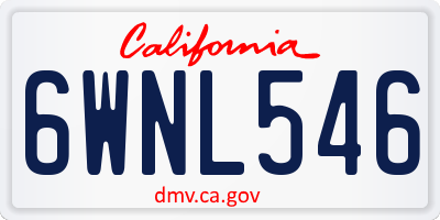 CA license plate 6WNL546