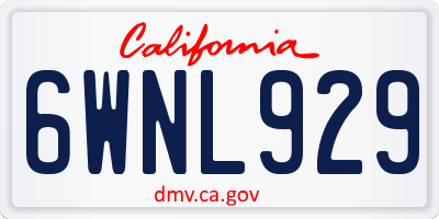 CA license plate 6WNL929