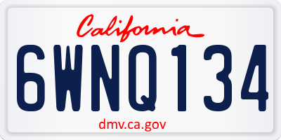 CA license plate 6WNQ134