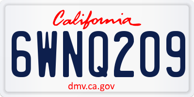 CA license plate 6WNQ209