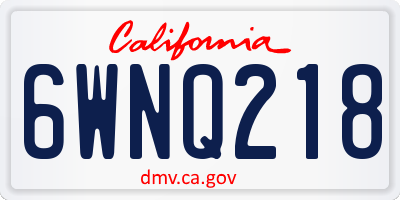 CA license plate 6WNQ218