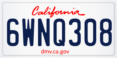 CA license plate 6WNQ308